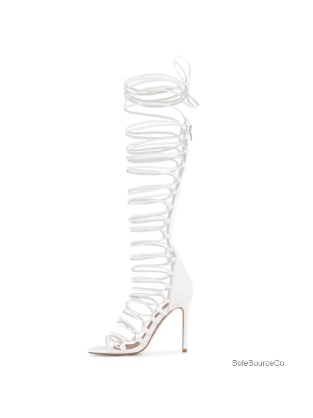 Women's Strappy Stiletto Heels Lace Up Gladiator with Zipper Open Toe